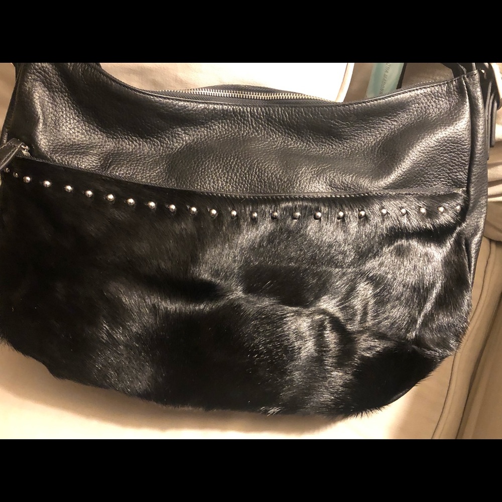 Aqua Madonna Purse-leather/Calf Hair/Studded
